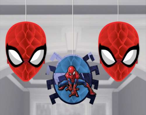 Spiderman Hanging Honeycomb Decorations - Click Image to Close